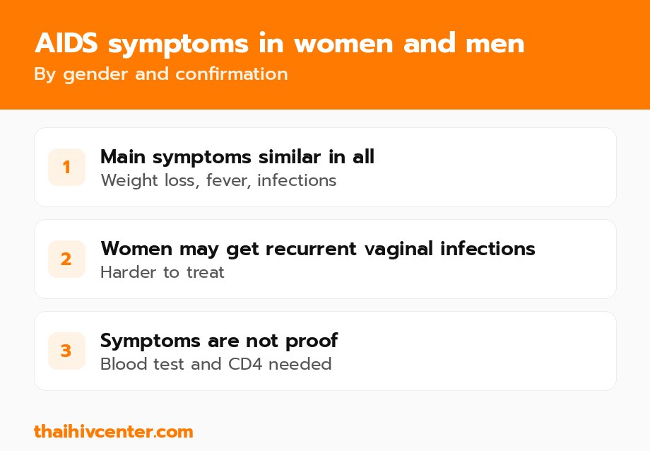 AIDS symptoms in women and men