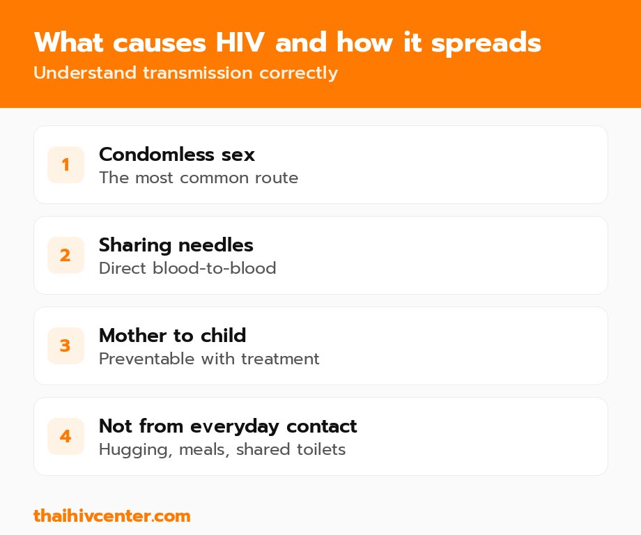 What causes HIV and how it spreads